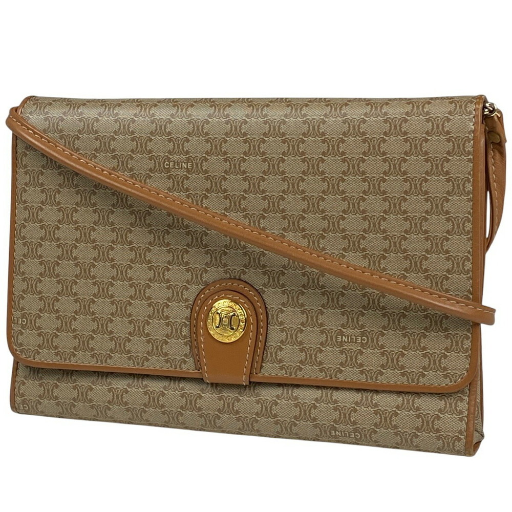 Celine Macadam Shoulder Bag canvas beige